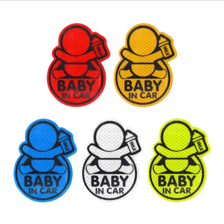Tem Dán/ Decal Sticker Baby in Car/ Mama In Car Dán Ô Tô/ Xe Hơi Để Cảnh Báo, Chất Liệu Nhôm Dập Nổi