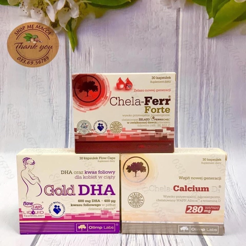 Bổ sung Canxi chela , sắt chela ,dha chela cho bà bầu . Chela Calcium D3 - calci hữu cơ, dễ hấp thu, không gây táo bón