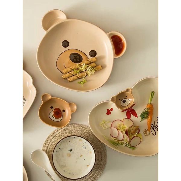 Set bát đĩa gấu nâu Brown Bear cực xinh