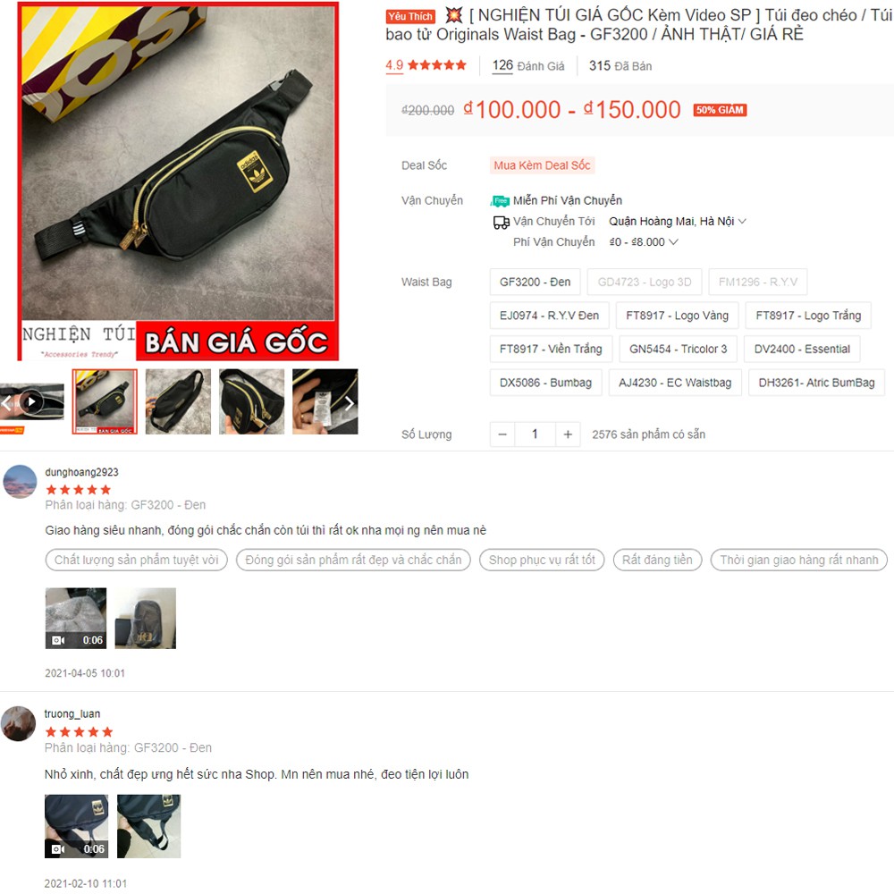 💥  Túi đeo chéo / Túi bao tử adidas Originals Waist Bag - GF3200 / ẢNH THẬT/ GIÁ RẺ