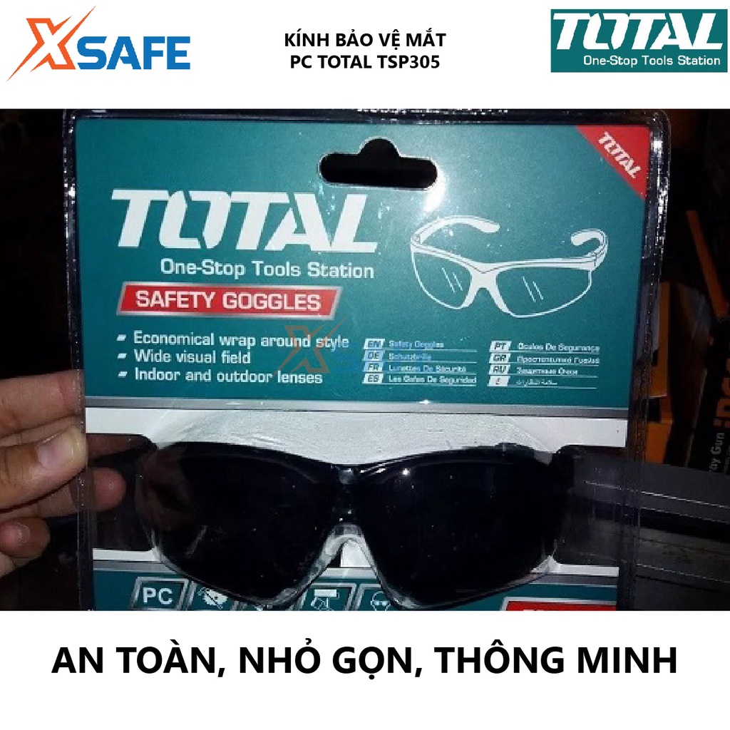 Kính bảo hộ lao động TOTAL TSP305 Kính đen bảo vệ thợ hàn, nhựa dẻo độ bền cao, thiết kế ôm trọn chắc chắn, thoải mái