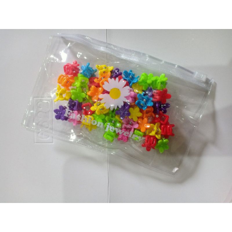 Set 50 Kẹp Tóc Càng Cua Mini Nhiều Màu Cho Bé Gái kèm túi zip xinh