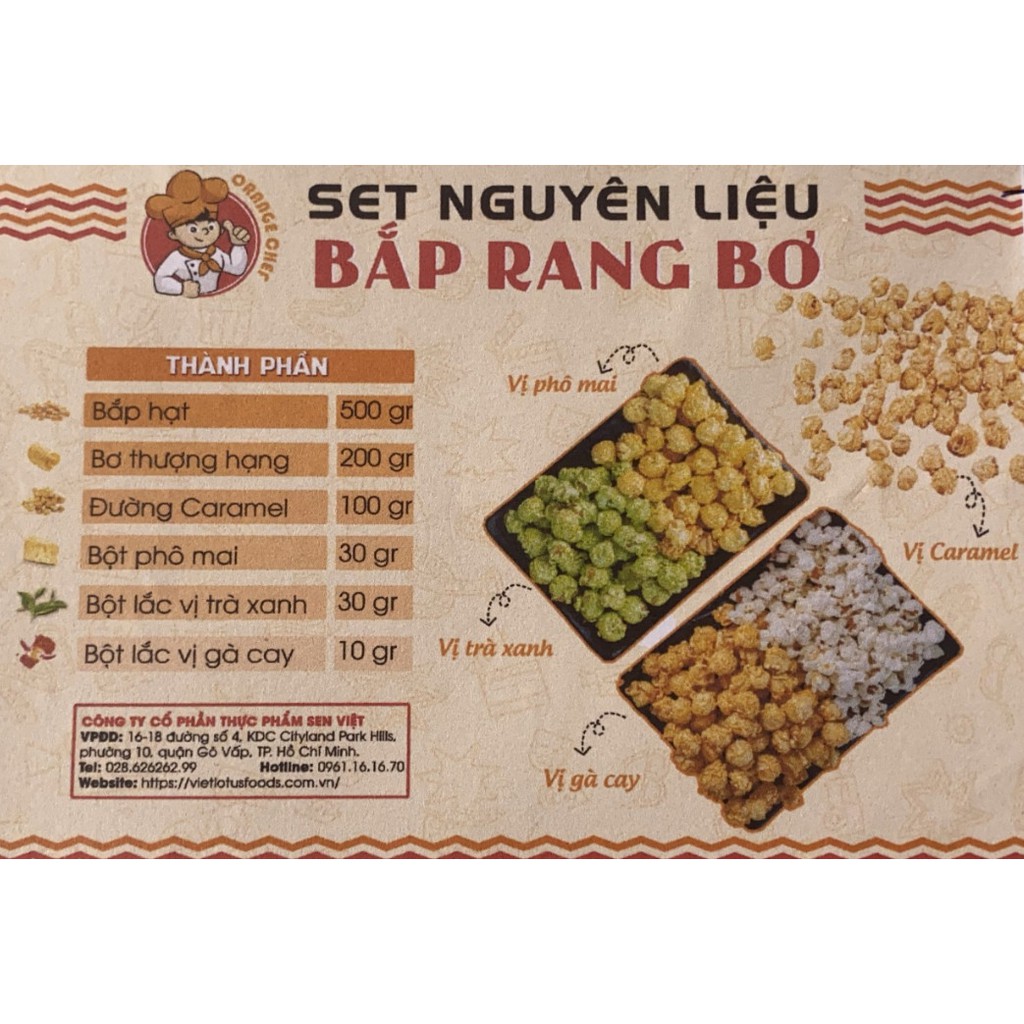 Combo Set Nguyên Liệu  Bắp rang bơ đủ vị - Tiện lợi thơm ngon