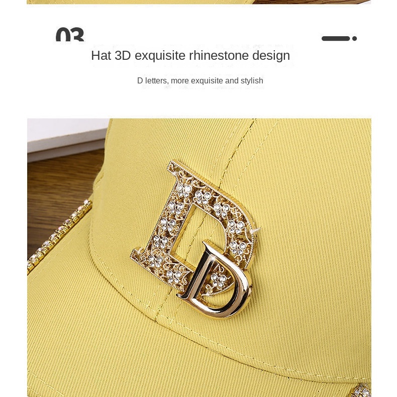 Mũ lưỡi trai đính đá thiết kế thời trang phong cách Hàn quốc