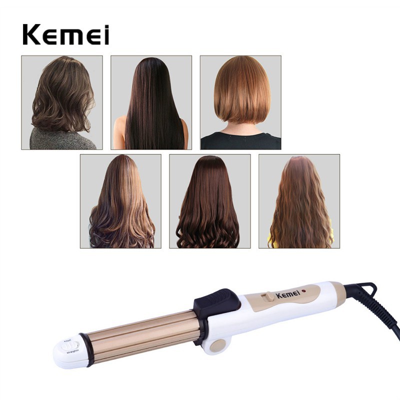 (XẢ HÀNG 3 NGÀY )Máy duỗi tóc, uốn tóc, bấm phồng tạo kiểu tóc đa năng 3 trong 1 Kemei 8851 - Bảo hành 12 tháng
