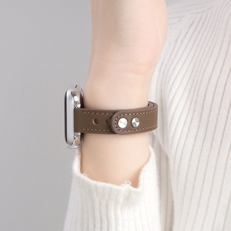 Dây Đeo Apple Watch Nữ Thời Trang Vòng Eo Nhỏ Da Thật Chính Hãng Da Sáng Tạo Sự Đơn Giản Trơn Nữ Vogue Nữ Dành Cho IWatch SE 6 5 4 3 2 1 44Mm 42Mm 40Mm 38Mm