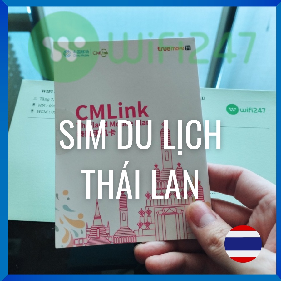 Sim du lịch Thái Lan Truemove trắng không giới hạn data 8 ngày + 100p gọi, sim quốc tế Thái CMLINK