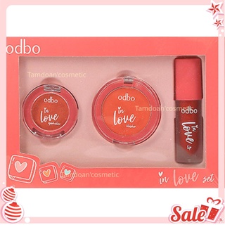 Set Màu Mắt Má Hồng Và Son Kem Odbo In Love Tông Cam Gạch OD1038 No.03 Thailand