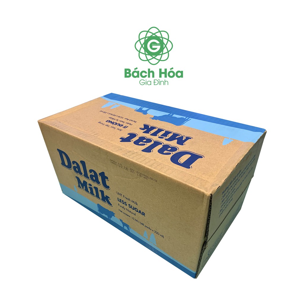 Thùng 48 Bịch Sữa Tươi Tiệt Trùng Dalat milk Ít Đường 220ml