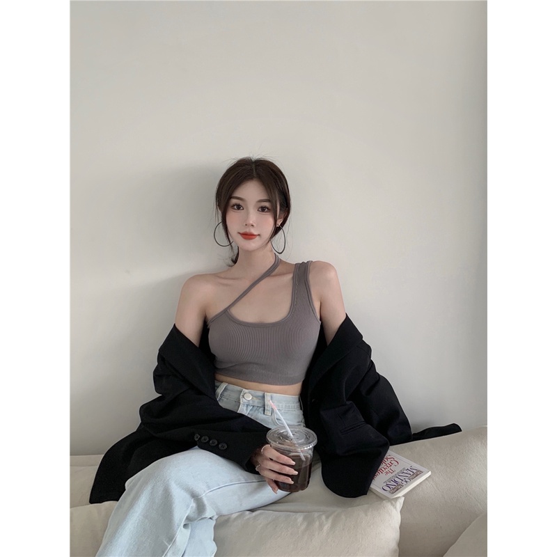 Cocory vn Áo Croptop Dây Chéo Kiểu Dáng Thể Thao Thời Trang Cho Nữ Với 5 Màu Tùy Chọn