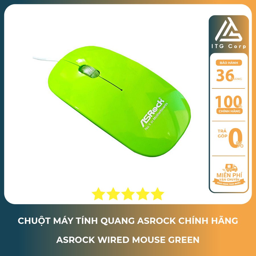 Chuột Asrock WIRED MOUSE Green Xanh Lá, Chuột Quang - ITG