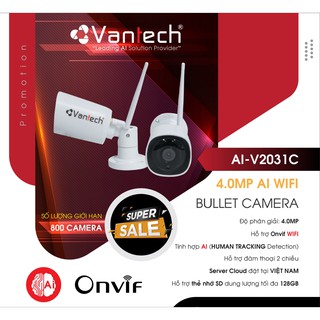 Camera Wifi Phát Hiện Cảnh Báo Đối Tượng 4.0 Megapixel VANTECH AI-V2031C