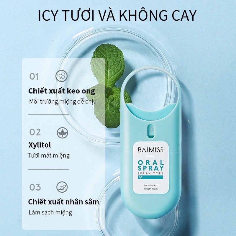 Chai xịt thơm miệng BAIMISS 10ml giúp hơi thở luôn thơm mát