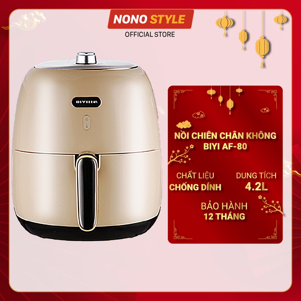 Nồi chiên không dầu 4.2 lít BIYI AF80 - Núm vặn cơ, dễ dàng sử dụng, công suất 1500W - BH 12 THÁNG