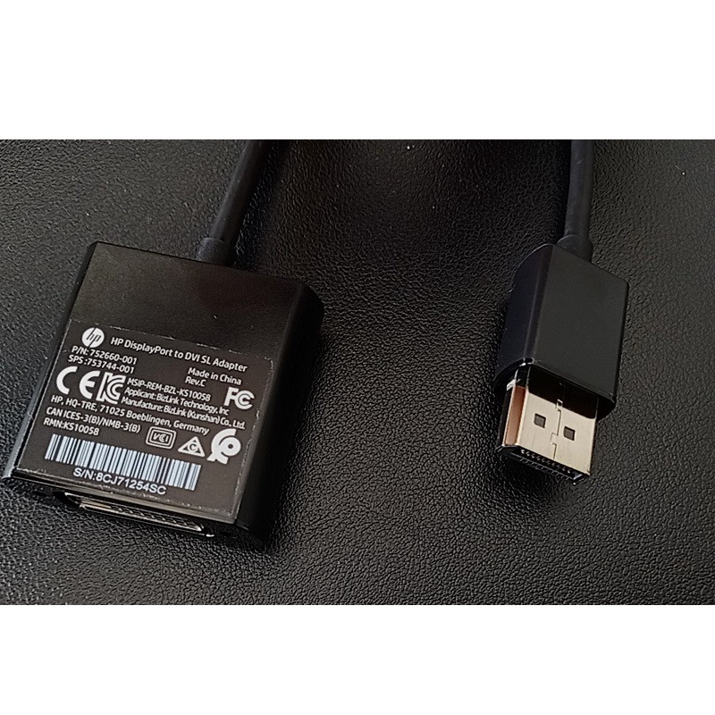 Cáp chuyển DisplayPort To DVI - chính hãng HP, HP DisplayPort To DVI Adapter bảo hành 12 tháng