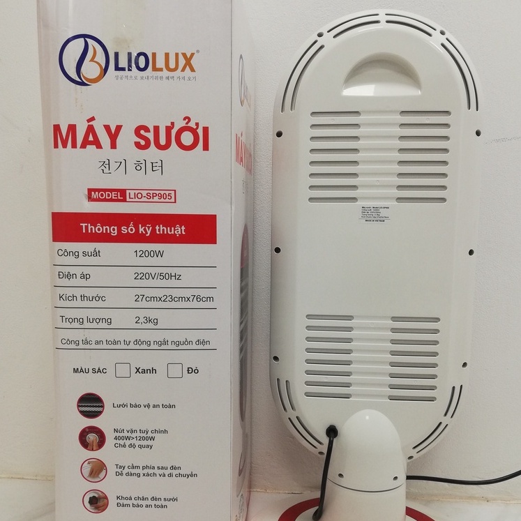 Máy sưởi ấm Liolux LIO-SP905 Công suất 1200W, An toàn cho da, Quạt sưởi ấm phòng ngủ mùa đông, Bảo hành 12 tháng