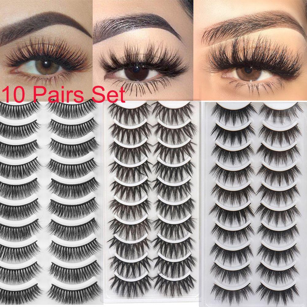 Set 10 Cặp Lông Mi Giả Nhiều Lớp Trang Điểm Tự Nhiên Lâu Trôi SKONHED