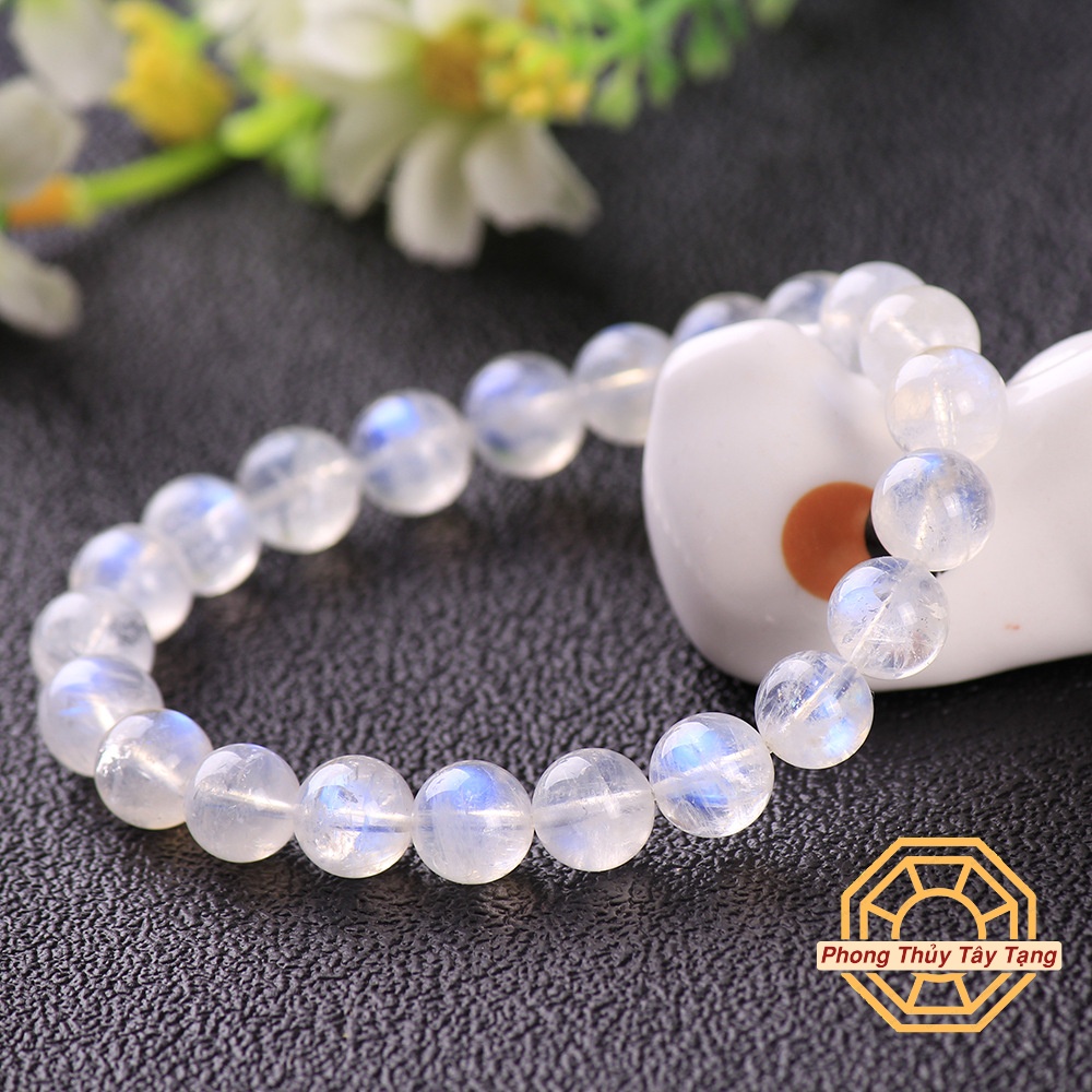Vòng Tay Phong Thủy Đá M Trăng Tự Nhiên [TẶNG HỘP GỖ] nữ mệnh Kim Thuỷ - Phong Thuỷ Tây Tạng