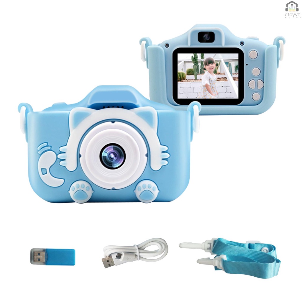 Camera kỹ thuật số 20MP 1080P HD dễ thương có thể sạc lại màn hình 1.9 Inch 32GB hỗ trợ thẻ nhớ cho bé 3-10
