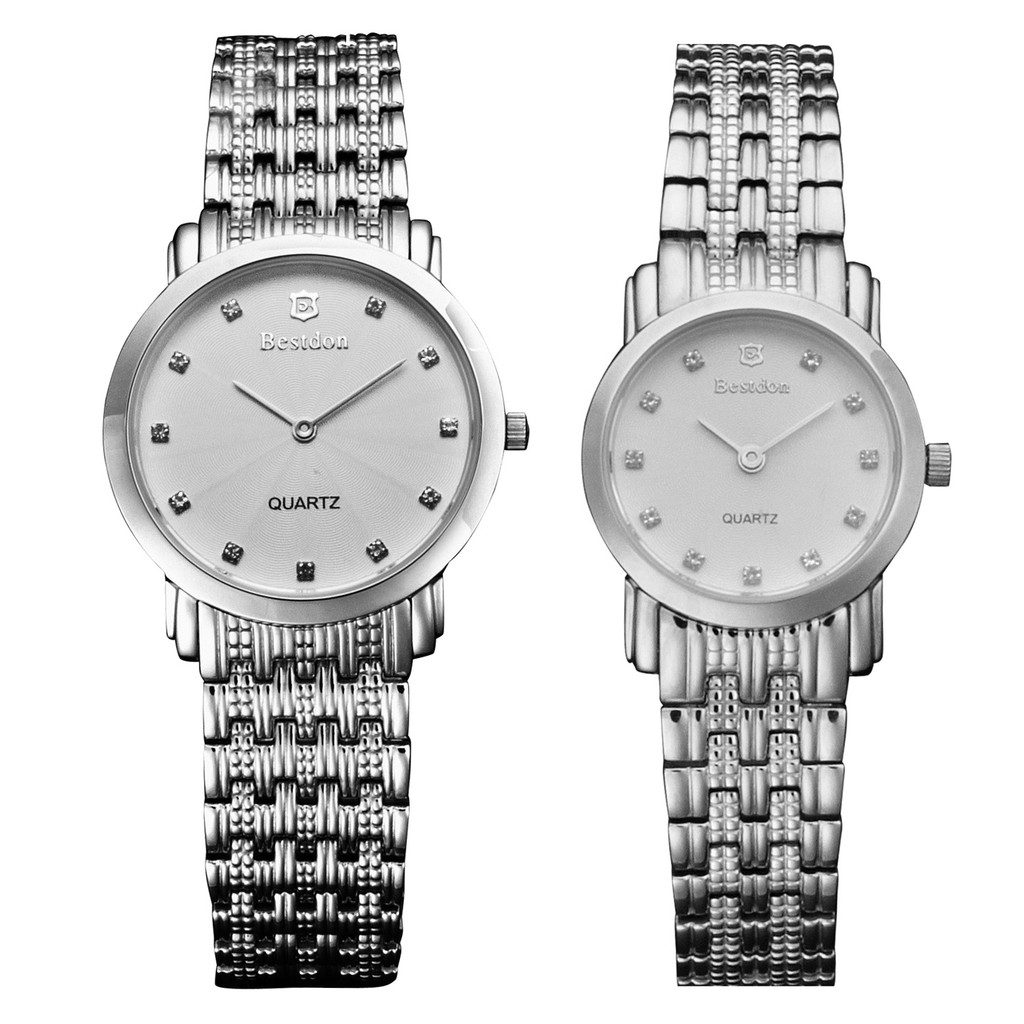 Đồng hồ cặp Bestdon BD9924 dây thép không gỉ (Bạc đá tròn)