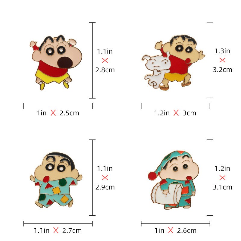 Ghim cài áo hình cậu bé bút chì shin-chan hoạt hình thiết kế dễ thương