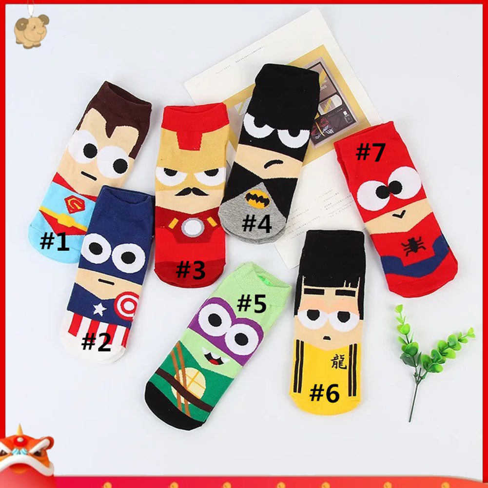 Đôi vớ unisex cổ ngắn vải cotton họa tiết siêu anh hùng thời trang độc đáo dành cho các cặp đôi