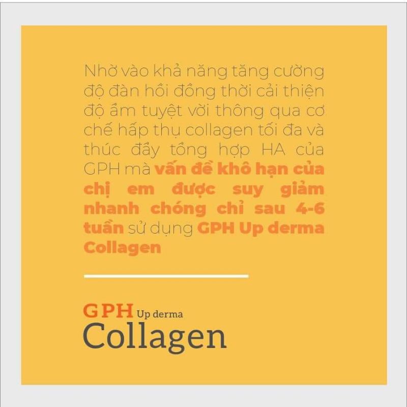 Collagen GPH up derma, uống đẹp da, sạm nám, tàn nhan, rụng tóc, săn chắc da, cân bằng nội tiết