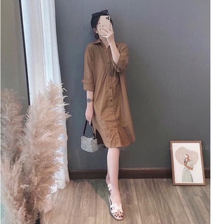ĐẦM SƠ MI TRƠN NỮ VẠT BẦU OVERSIZE KÈM ẢNH THẬT (25280)