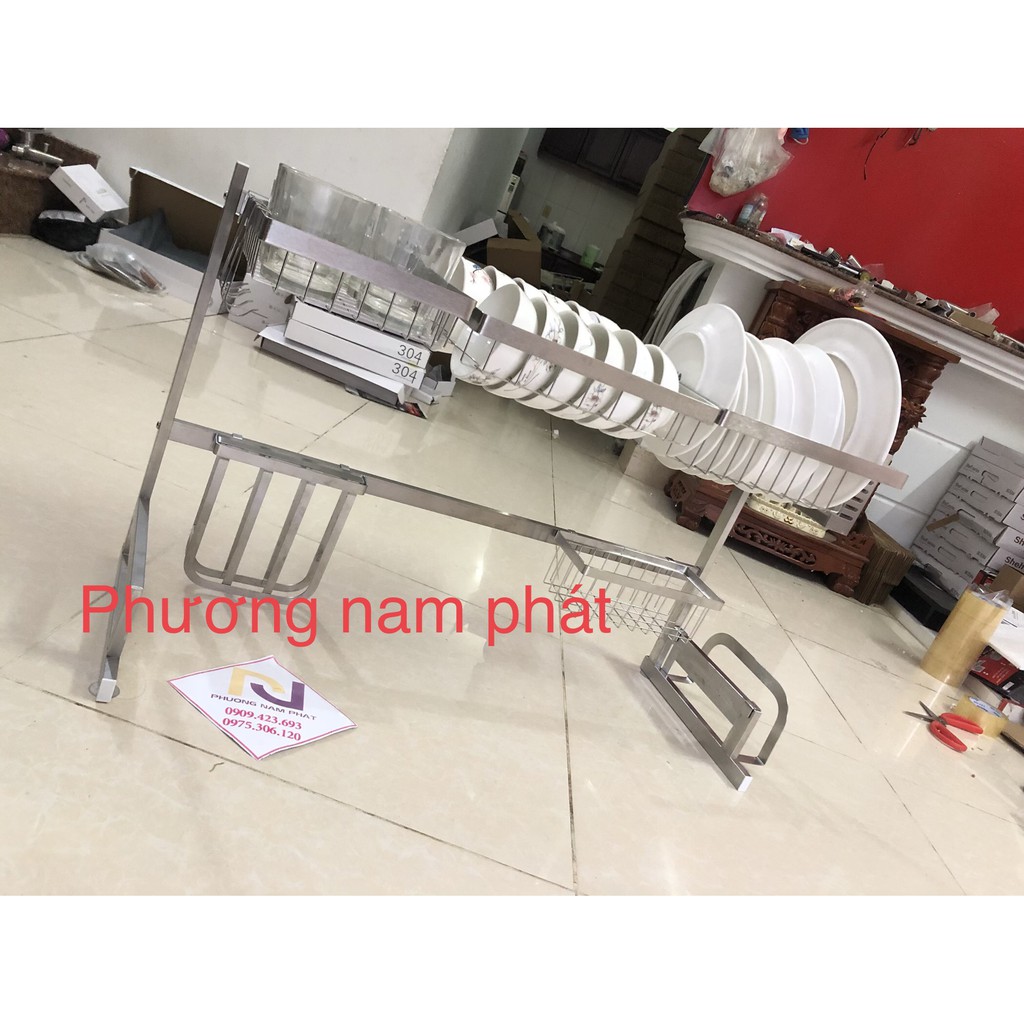 [GIÁ SỈ CHẠY SỐ LƯƠNG} KỆ 85CM Trắng Kệ Chén Đa Năng LEKUTE 100% INOX 304 ĐẶT TRÊN THÀNH CHẬU 2 HỘC THÔNG MINH TIỆN LỢI