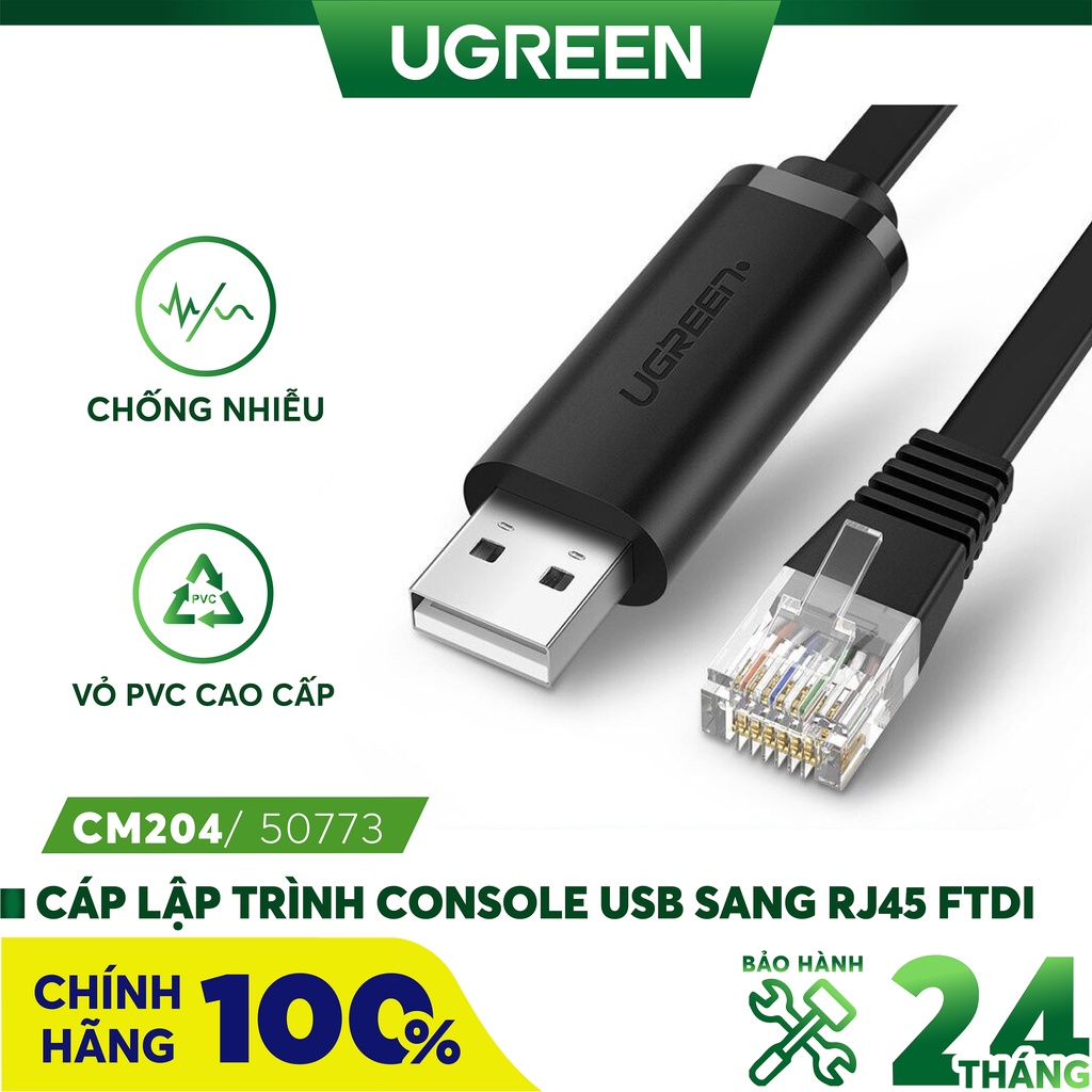 Cáp lập trình Console USB to RJ45 FTDI chính hãng Ugreen 50773 cao cấp