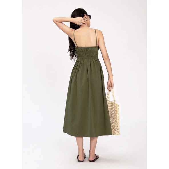 LIBE Olive Scoop Neck Midi Dress libé