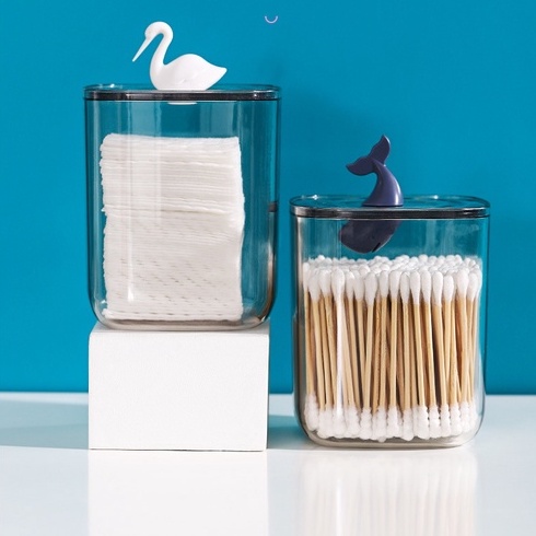 Hộp đựng bông tẩy trang, tăm bông, nắp kín không tiếp xúc không khí