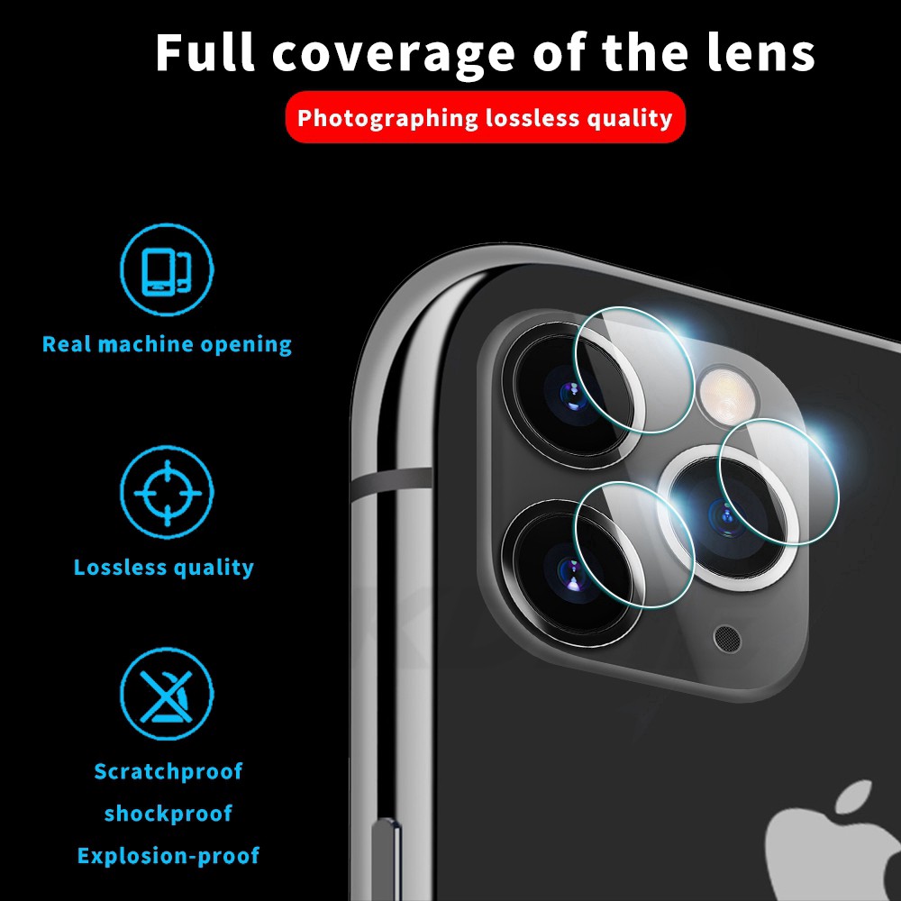 Kính cường lực 9H bảo vệ Camera cho iPhone 12 11 Pro Max SE 2020 XS Max X XR 8 7 6 6S Plus