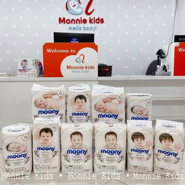 Bỉm dán Moony Natural bông organic, tã em bé nội địa Nhật NB63, S58, M46, L38 - Monnie Kids