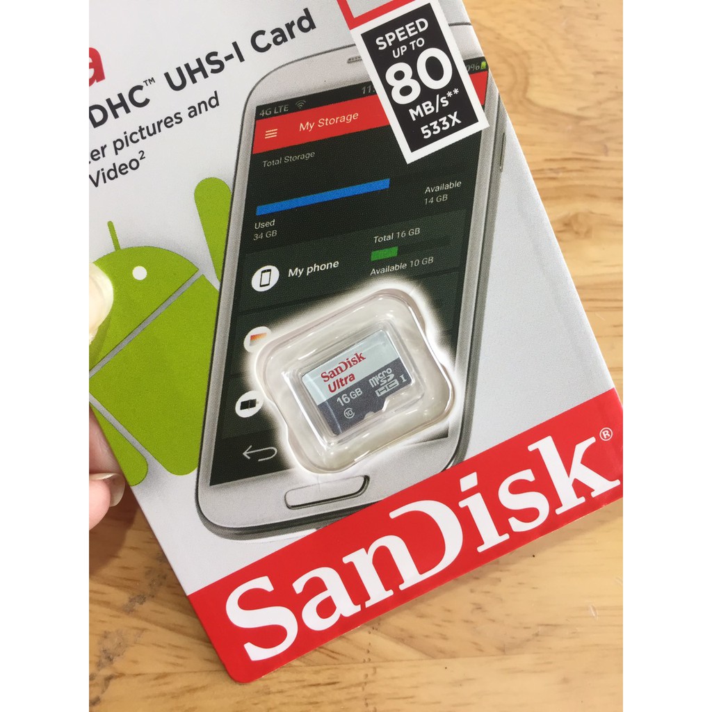 [16GB; 32GB; 64GB; 128GB] Thẻ nhớ MicroSDXC tốc độ 80-100MB/s Sandisk Ultra