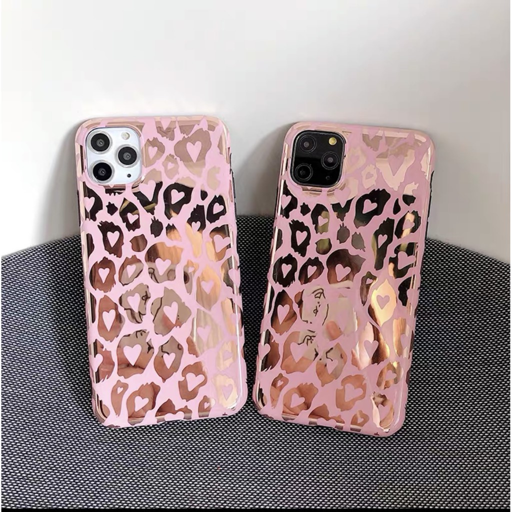 Ốp điện thoại iphone Lưng Da Beo Tim Hồng dành cho Iphone Xs Max/11/11Pro Max/12Pro/12Pro Max