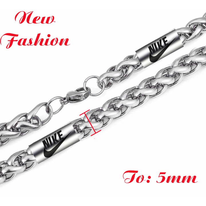 Dây chuyền nam inox cao cấp 5mm kiểu bông dừa bọc khoen khắc kí hiệu N đẹp, không đen - Đem lại đẳng cấp cho người đeo