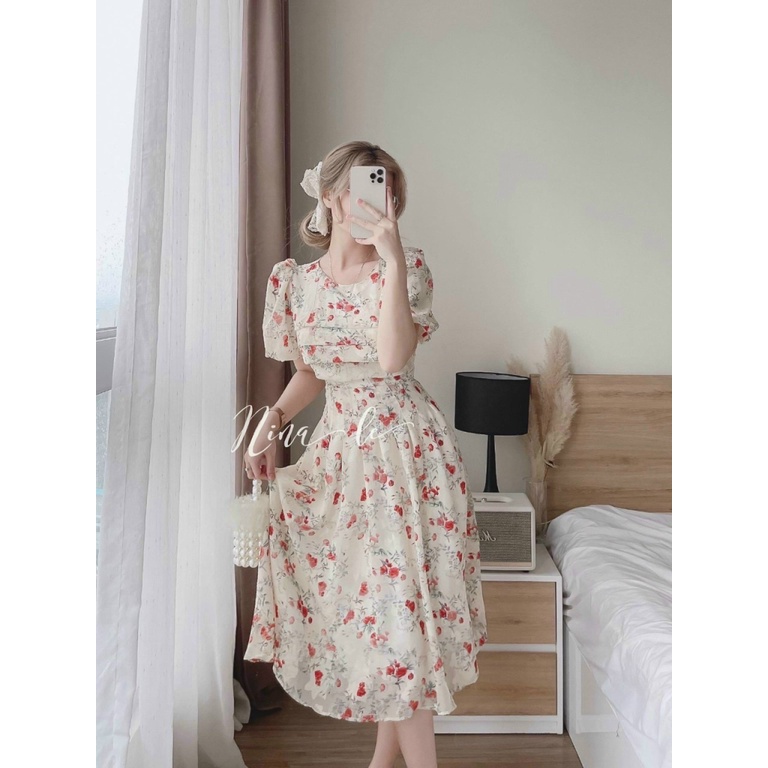 (Free Ship) MẪU HOT ĐẦM VOAN HOA VUÔNG VAI TAY BÈO VÁY NGANG GỐI PHONG CÁCH TRẺ TRUNG HIỆN ĐẠI ĐƯỢC ƯA CHUỘNG UP Shop VL