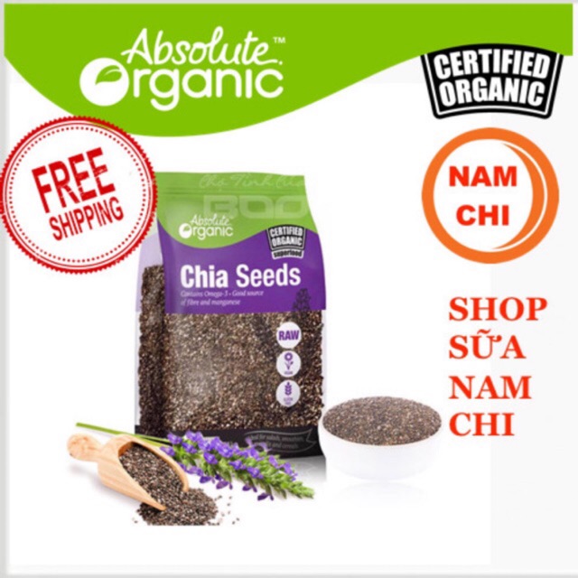 [DATE 2023 - Hạt Siêu Sạch] Hạt Chia Úc 1kg Absolute Organic Bao Bì Tím