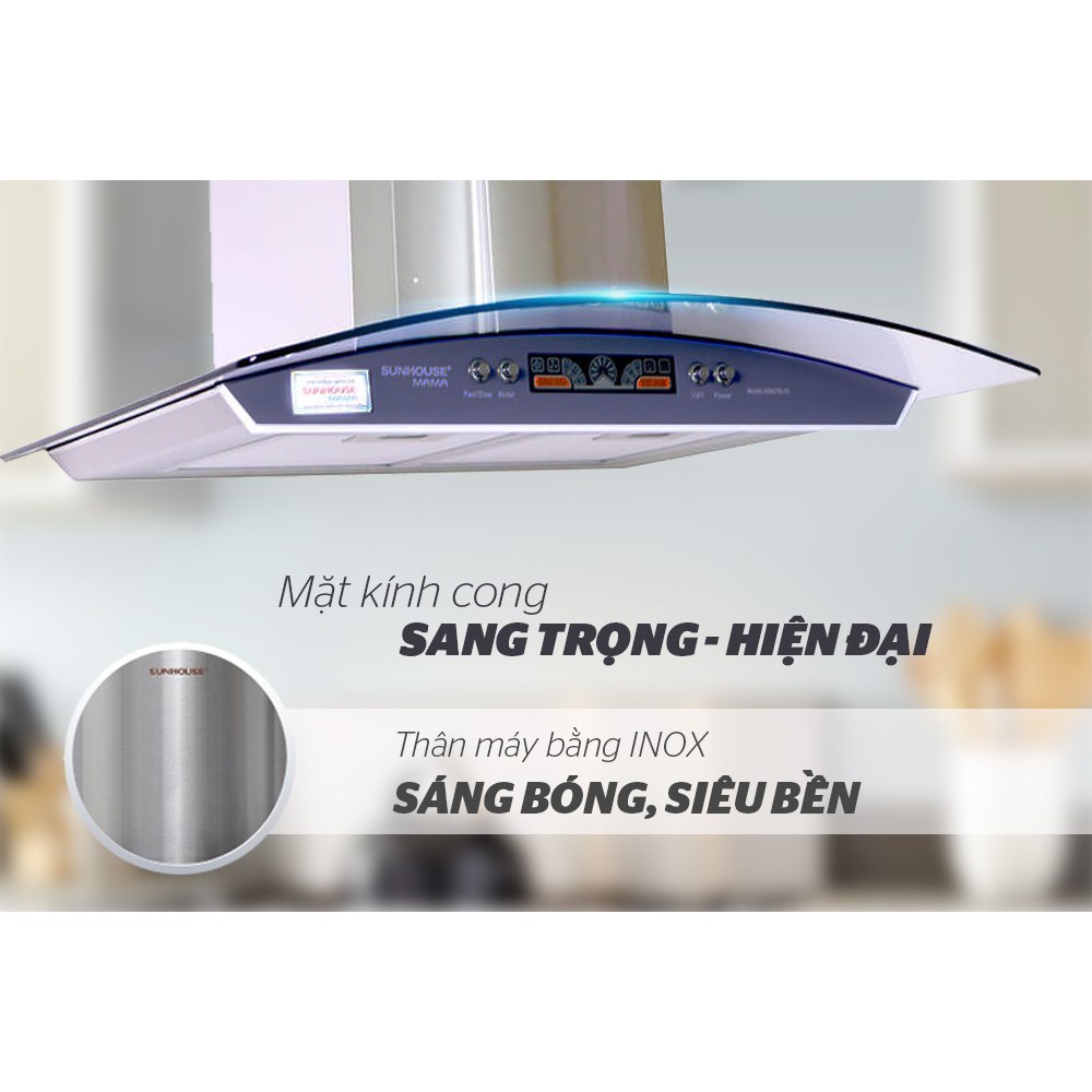 [Mã ELMS05 giảm 5% đơn 300k]Máy hút mùi kính cong SUNHOUSE MAMA MM6716-70