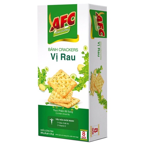 Bánh cracker AFC dinh dưỡng vị lúa mì/ rau cải/ bò bít tết hộp 100g &amp; 200g