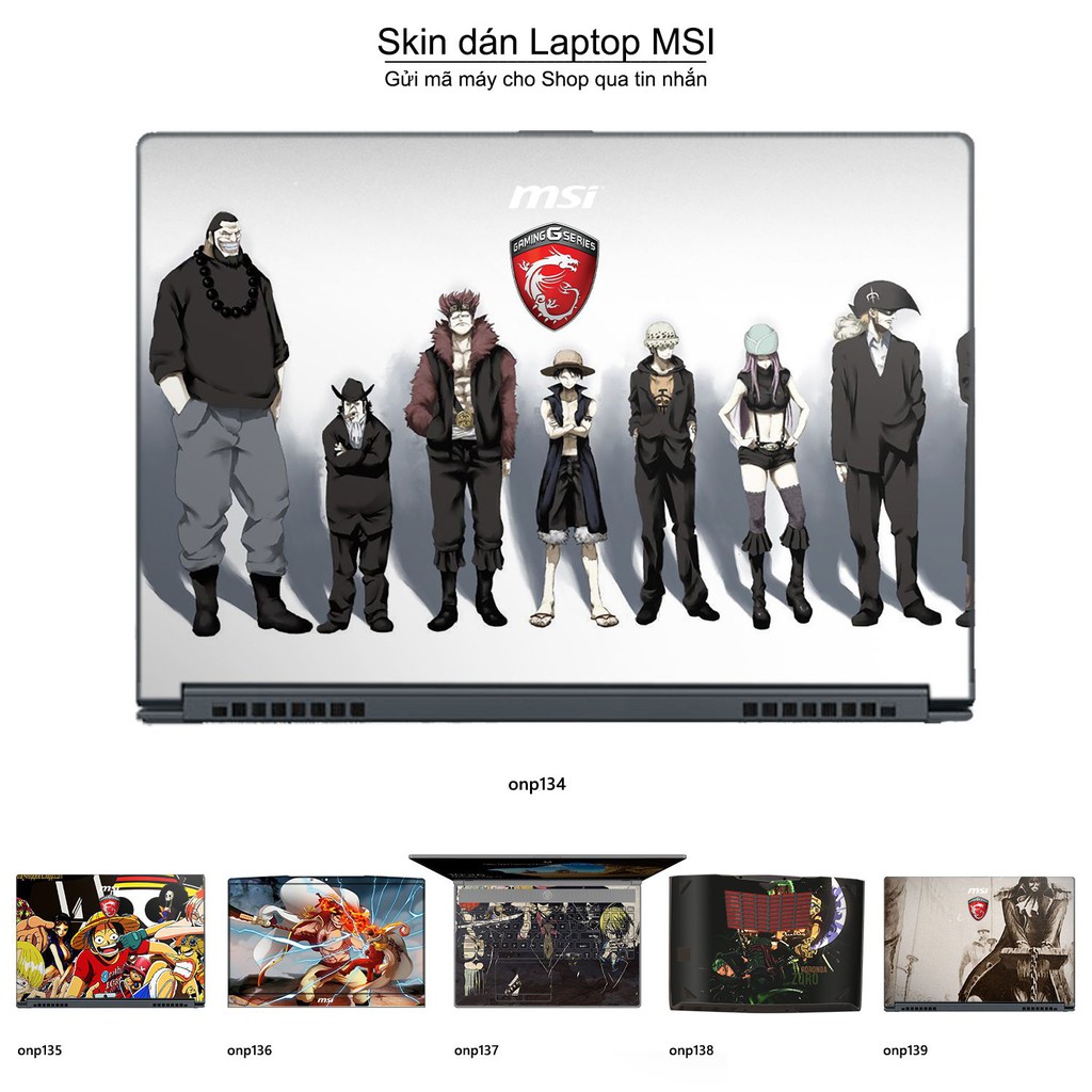 Skin dán Laptop MSI in hình One Piece nhiều mẫu 16 (inbox mã máy cho Shop)