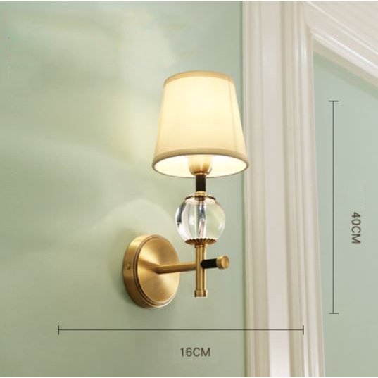 Đèn tường MONSKY LUKY Led thân mạ đồng chao vải hiện đại trang trí cầu thang, phòng ngủ hiện đại