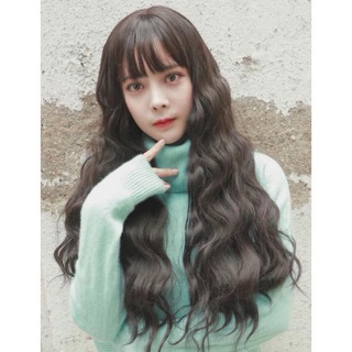 Tóc giả nguyên đầu cao cấp sóng nước tặng lược + lưới