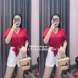 Áo chất đũi buộc nơ