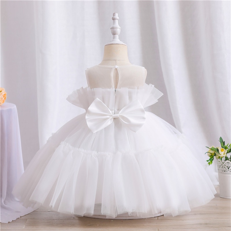 Đầm công chúa NNJXD đính nơ thời trang mùa hè cho bé gái 1-5 tuổi