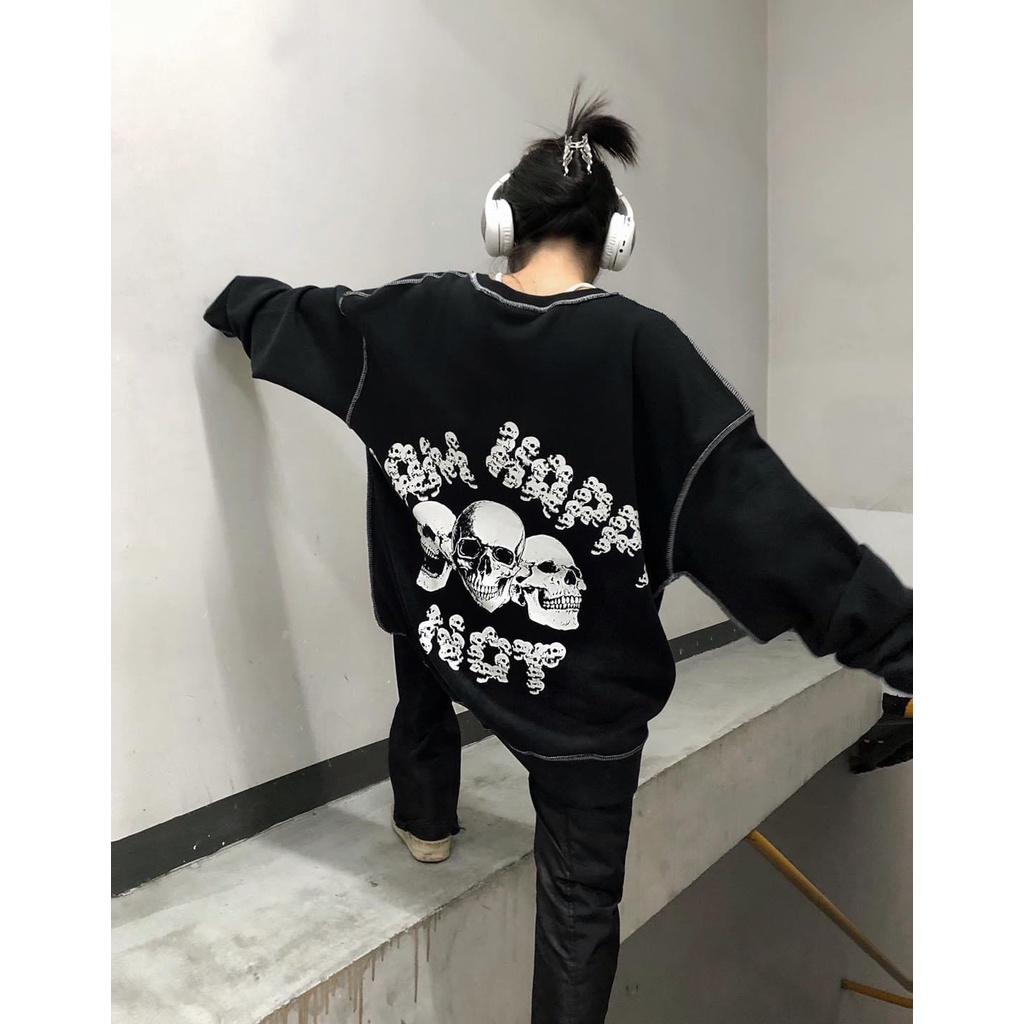 Áo sweater VAH Skull Smile V2 form rộng unisex nam nữ full tag Thời trang Unisex HCM VAH04