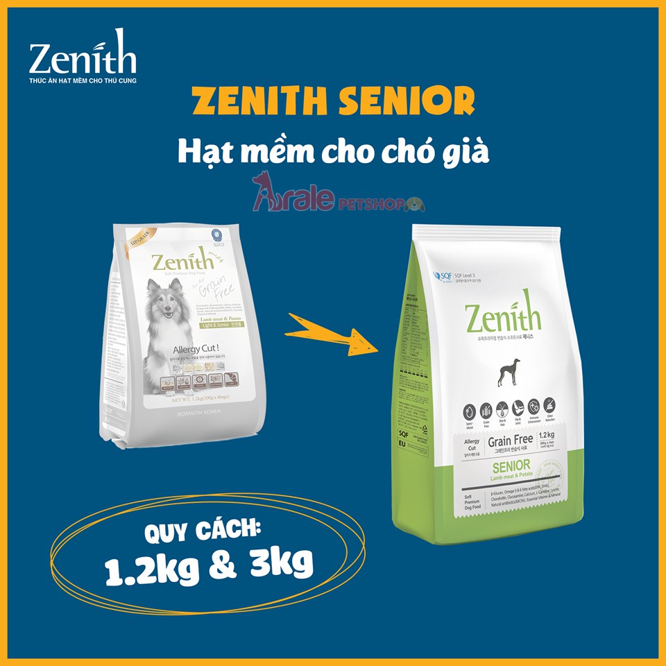 Hạt mềm cho chó già, thức ăn cho chó già Zenith Senior