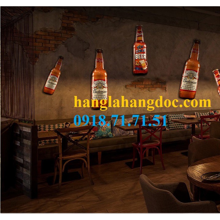 Mô hình chai bia sắt (61cm) treo tường trang trí quán nhậu, beer club, quán bar,... độc đáo &amp; cá tính