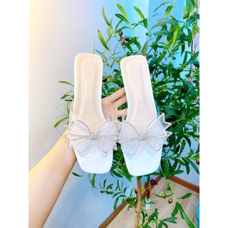 [FREESHIP EXTRA] Dép Nơ Xinh Bánh Bèo gót 3P mang êm, nhẹ xuất sắc - Giày Bánh Bèo mã BuomDep